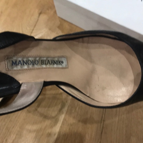 Manolo Blahnik Black Sling Back Heels - Picture 9 of 12